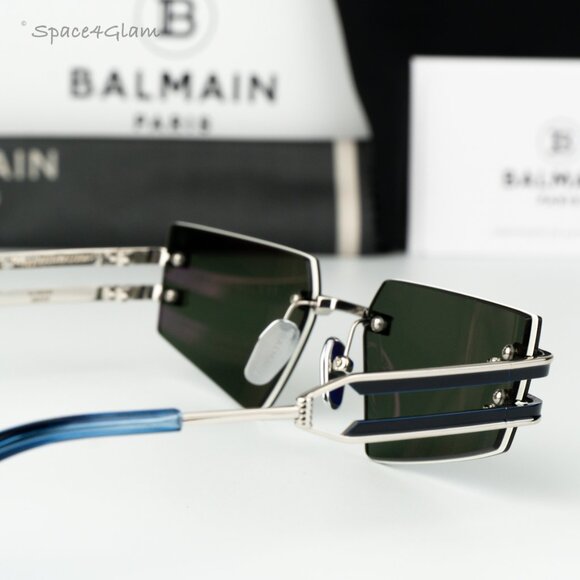 Balmain Men Sunglasses FIXE BPS-123E-54 Silver Blue Mirror Geometric BRAND NEW - Picture 5 of 11